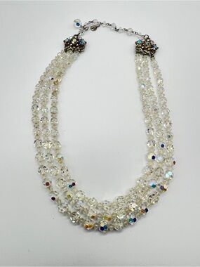 Vintage Continental Aurora Borealis Crystal Multi-Strand Necklace